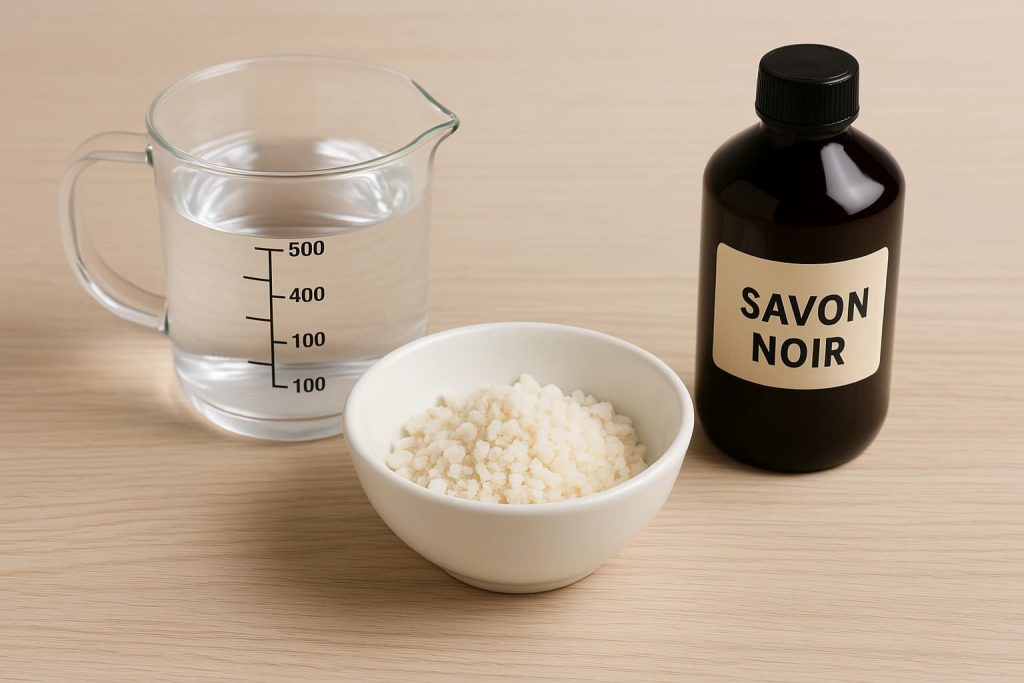 photo des différents ingrédients utiles pour réaliser le dégraissant à barbecue